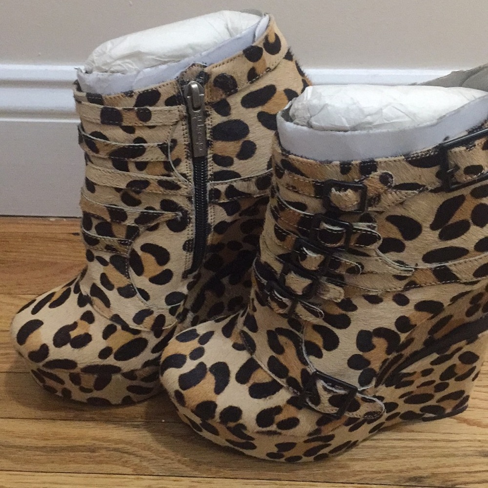 Michael Antonio Leopard Print Platform Booties - image 2